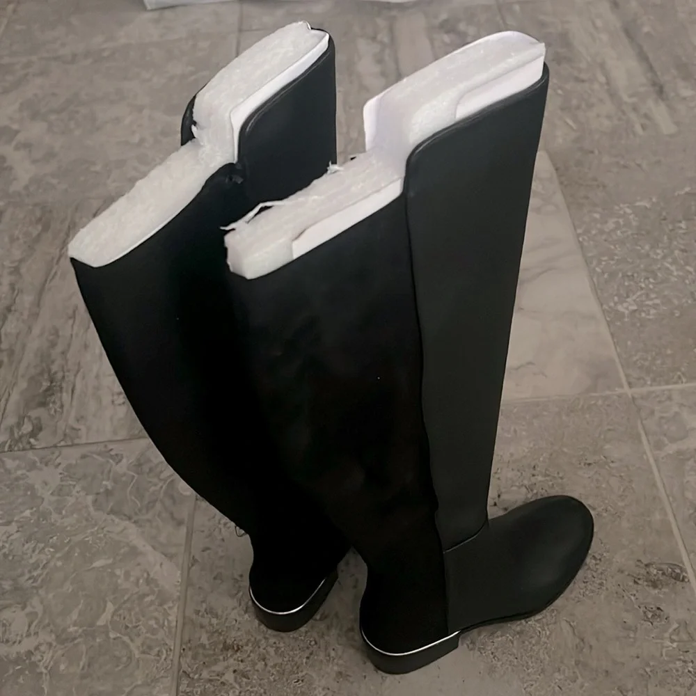 Alfani Ludlowe Black Leather Over-The-Knee Boots, Size 5.5, NEW in Box